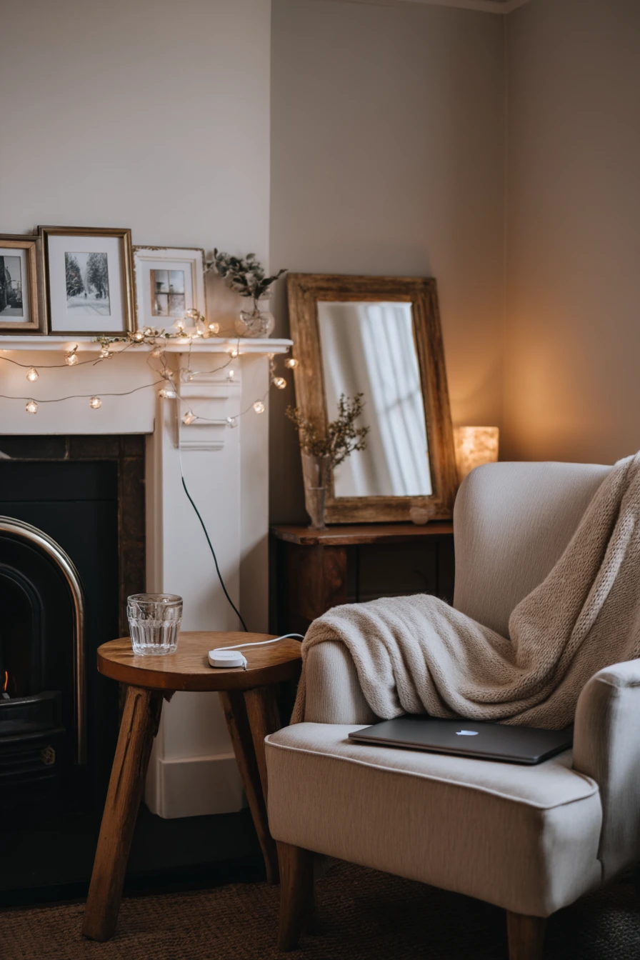 Renter-Friendly Mantel String Light Layering