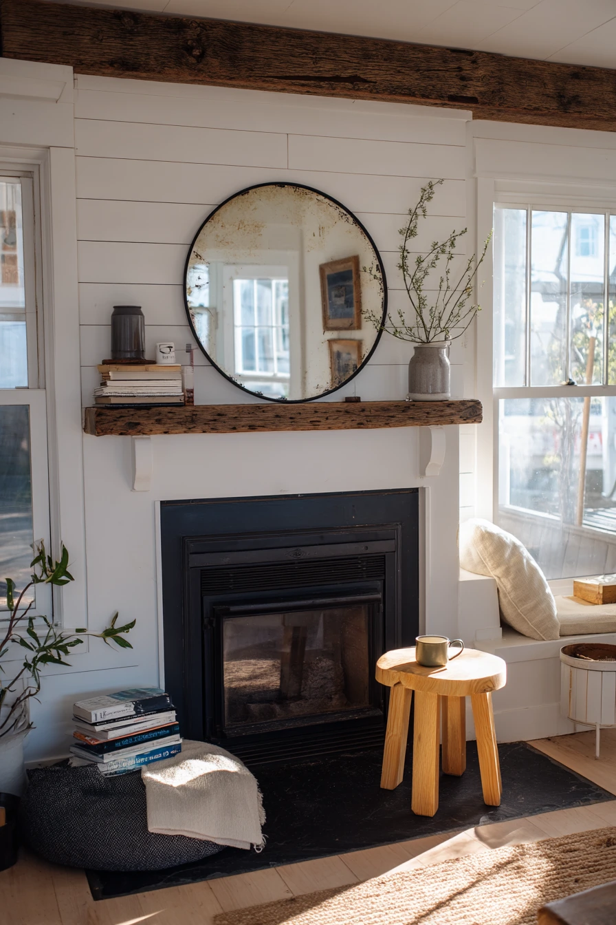 Black Painted Fireplace for a Modern Cottage