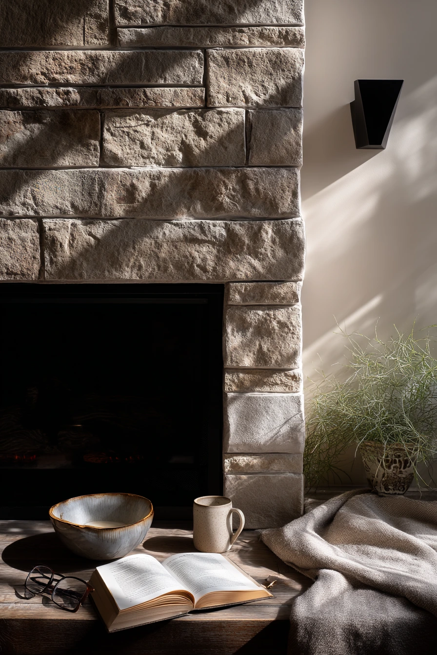 Minimal Mantel with Warm Reading Light