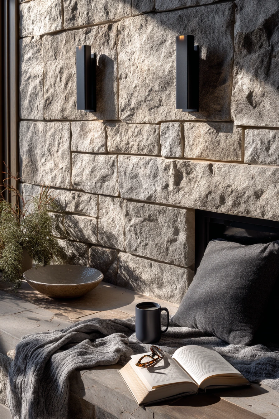 Minimal Mantel with Warm Reading Light