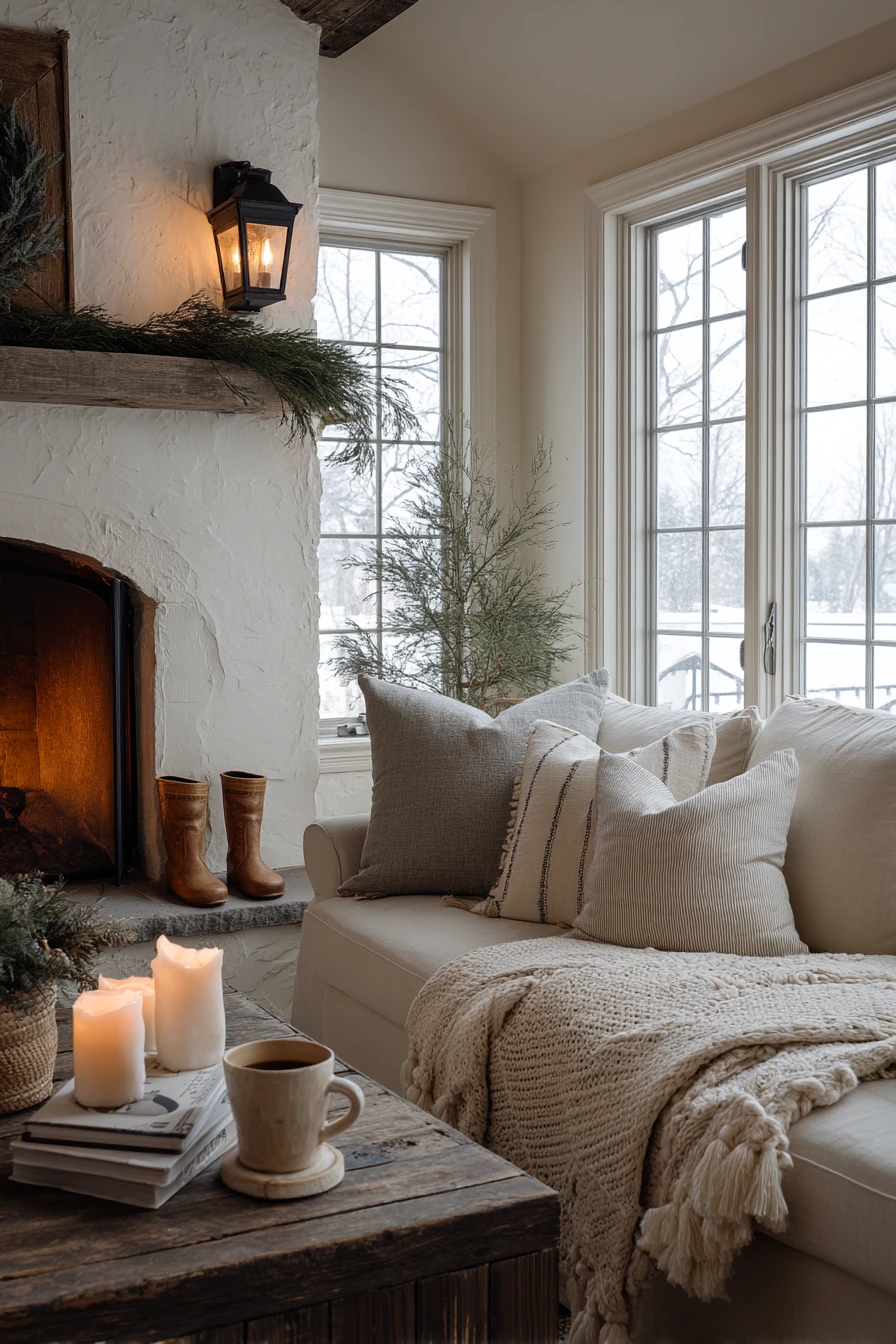 Seasonal Hearth with Soft Winter Glow