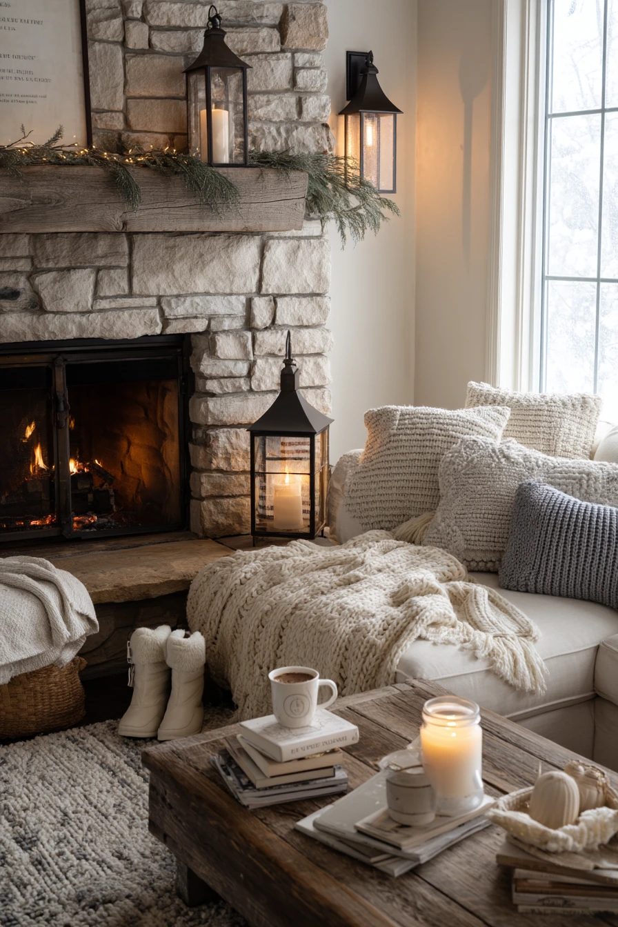 Seasonal Hearth with Soft Winter Glow