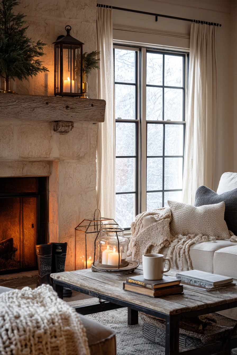 Seasonal Hearth with Soft Winter Glow