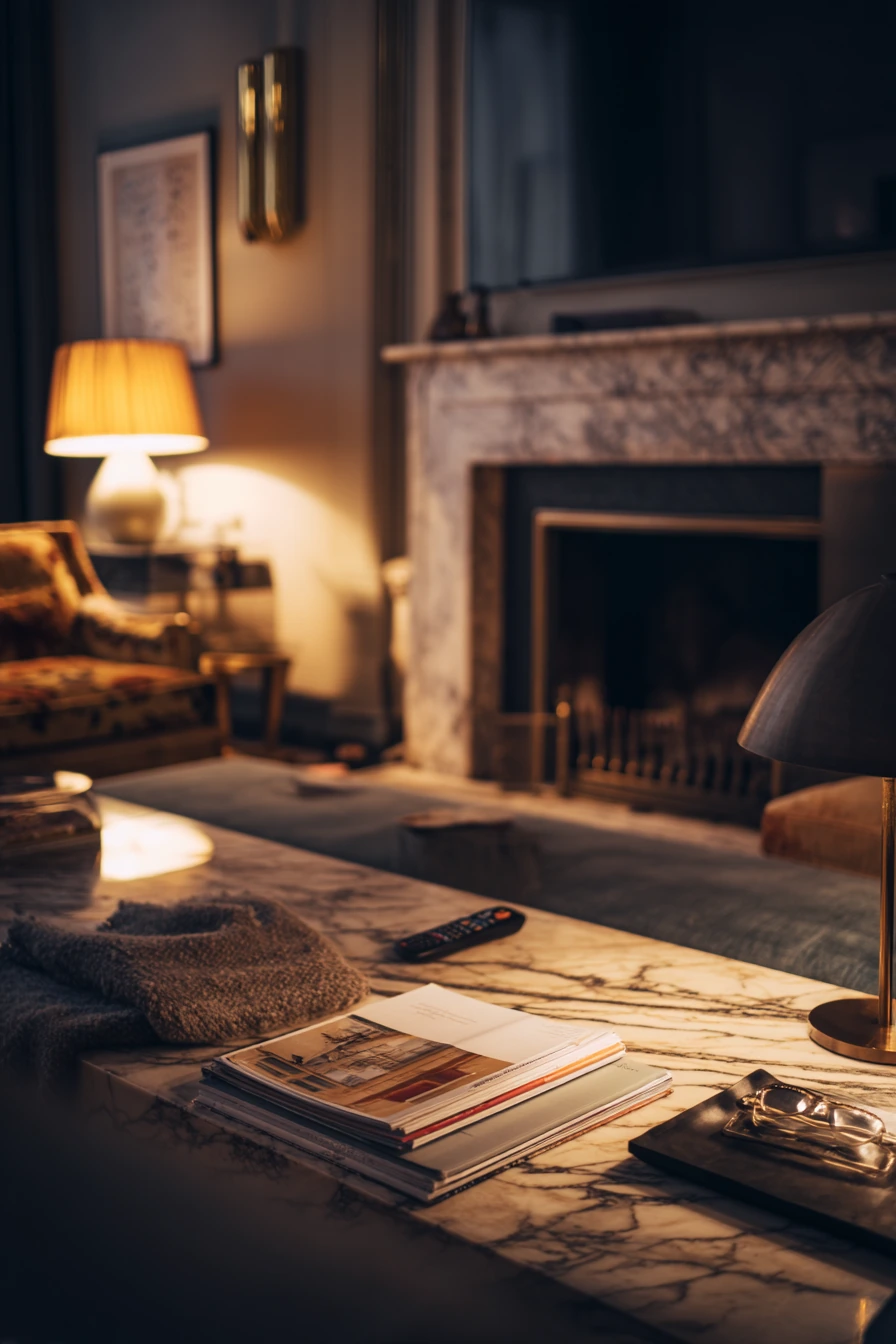 Moody Night Light in a Townhouse Living Room