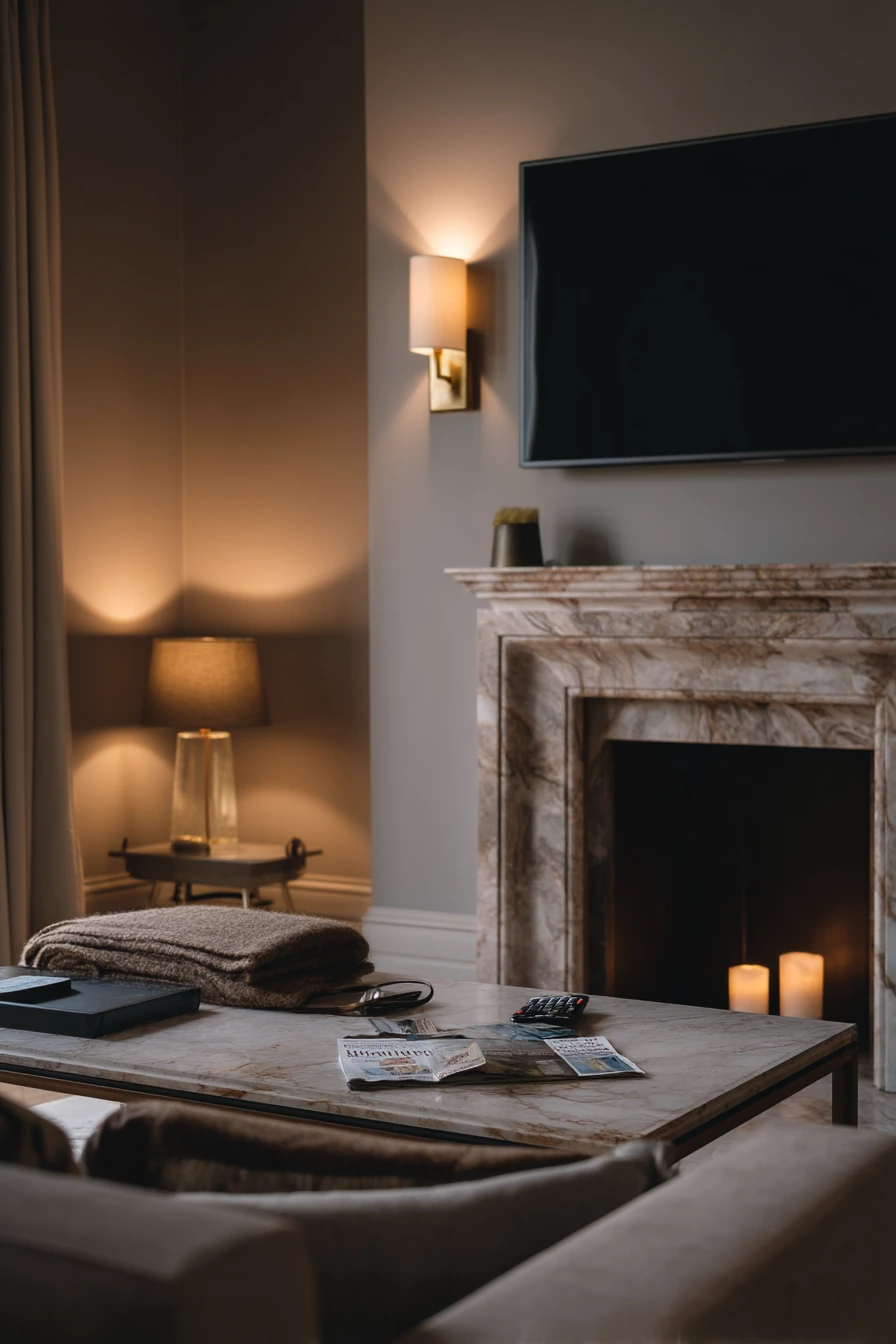Moody Night Light in a Townhouse Living Room