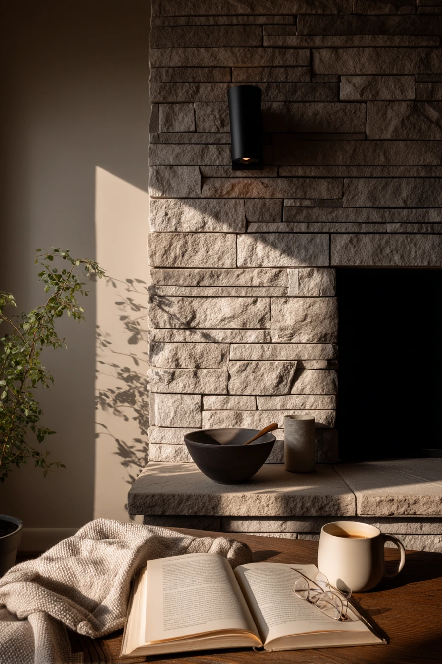 Minimal Mantel with Warm Reading Light