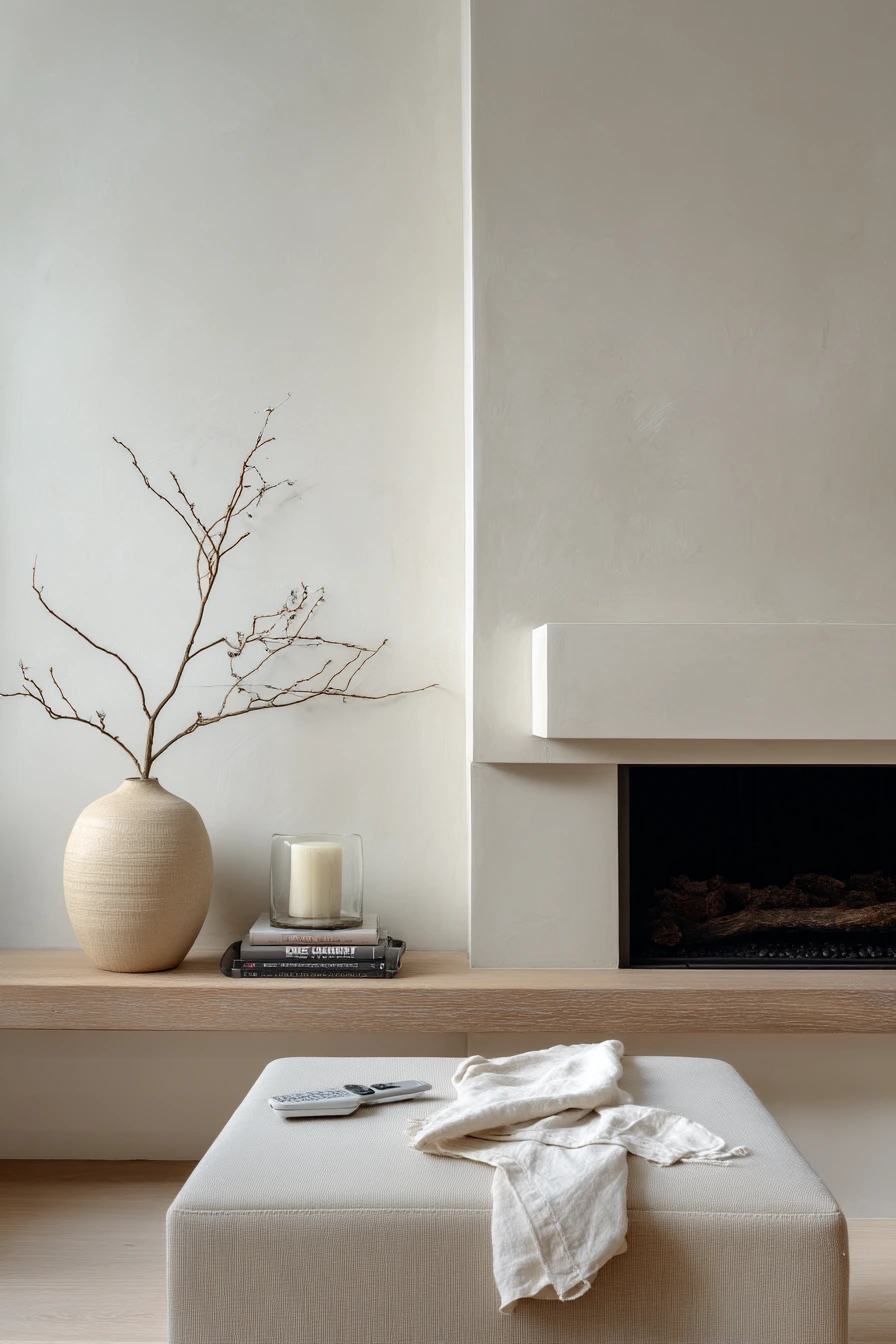 Minimal Fireplace Wall With Quiet Styling