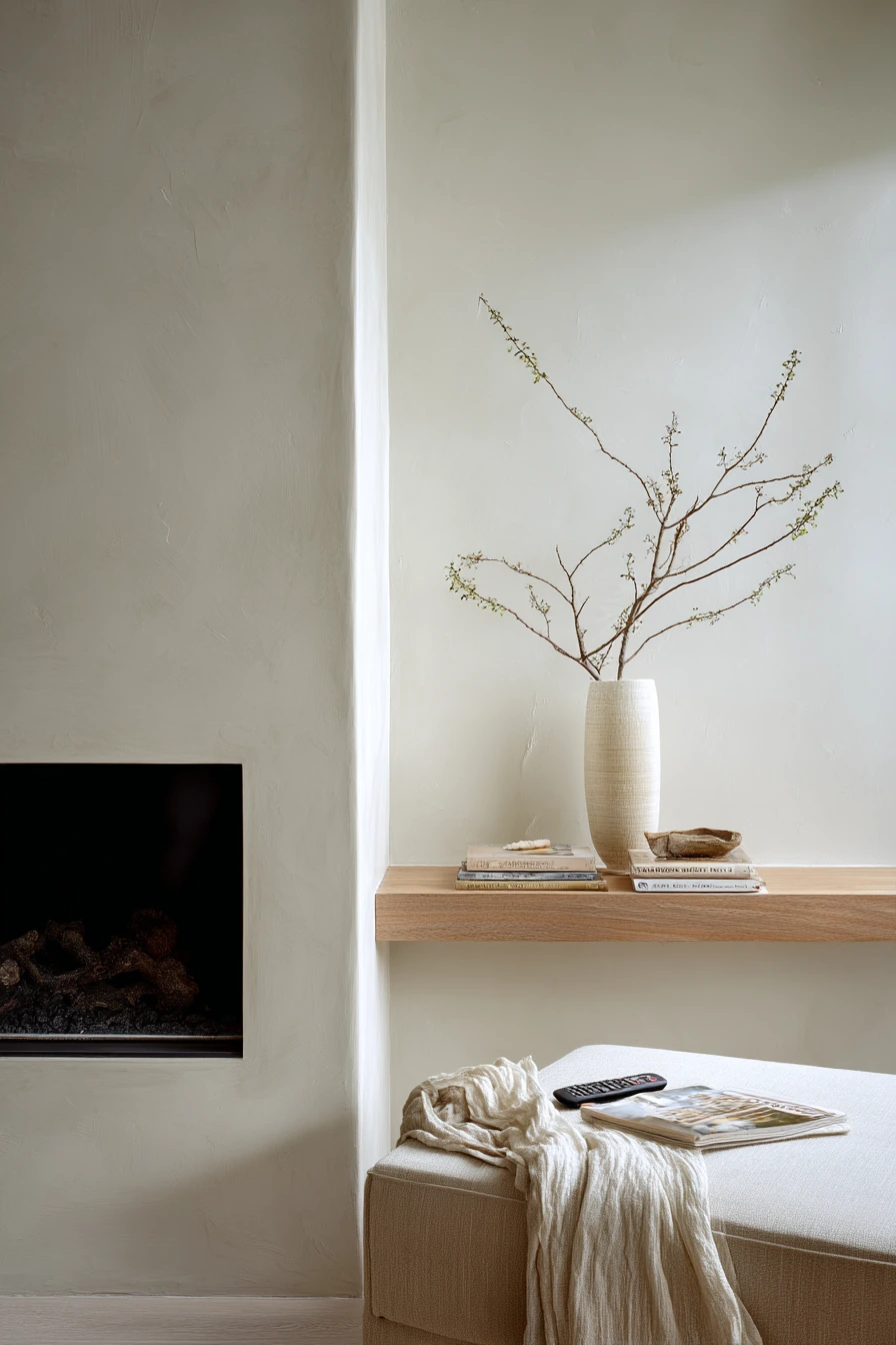 Minimal Fireplace Wall With Quiet Styling