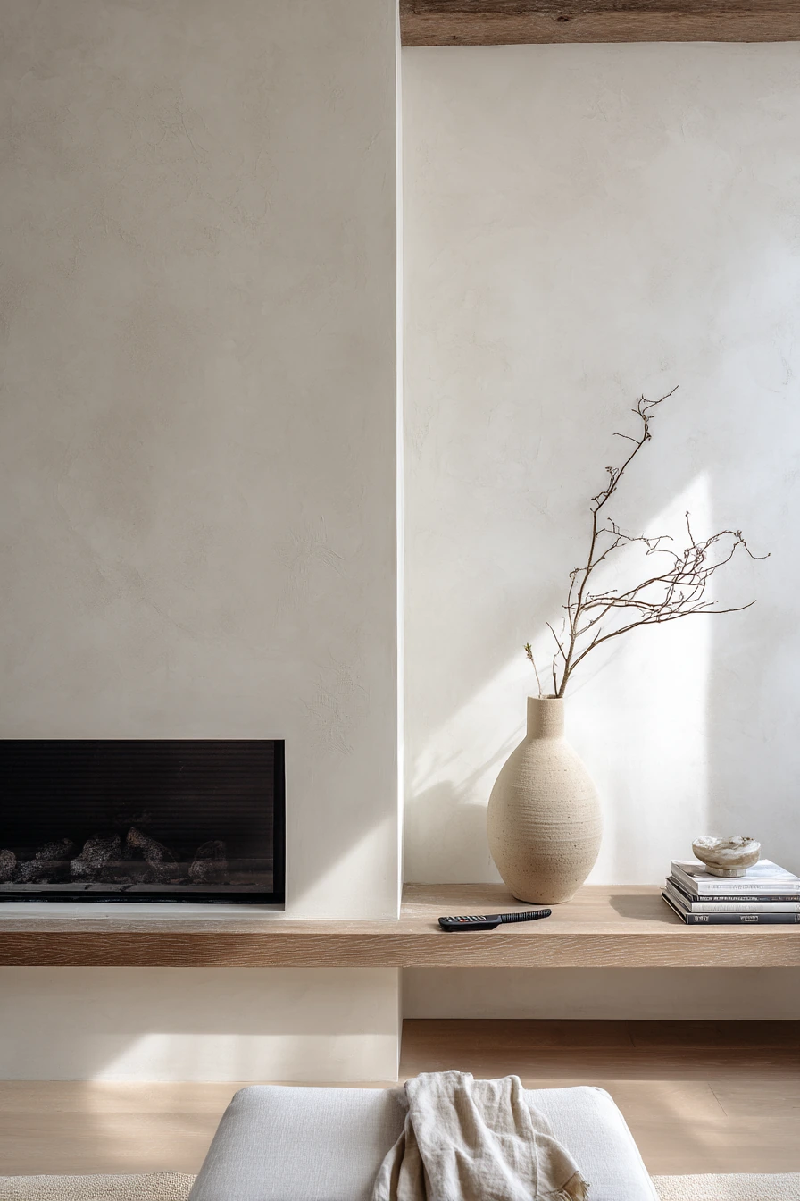Minimal Fireplace Wall With Quiet Styling