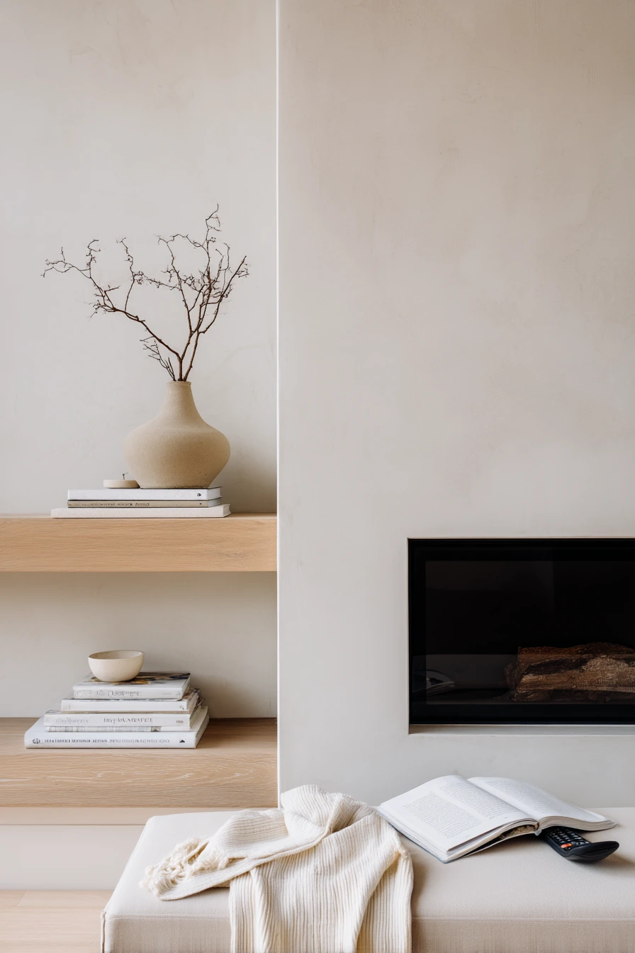 Minimal Fireplace Wall With Quiet Styling
