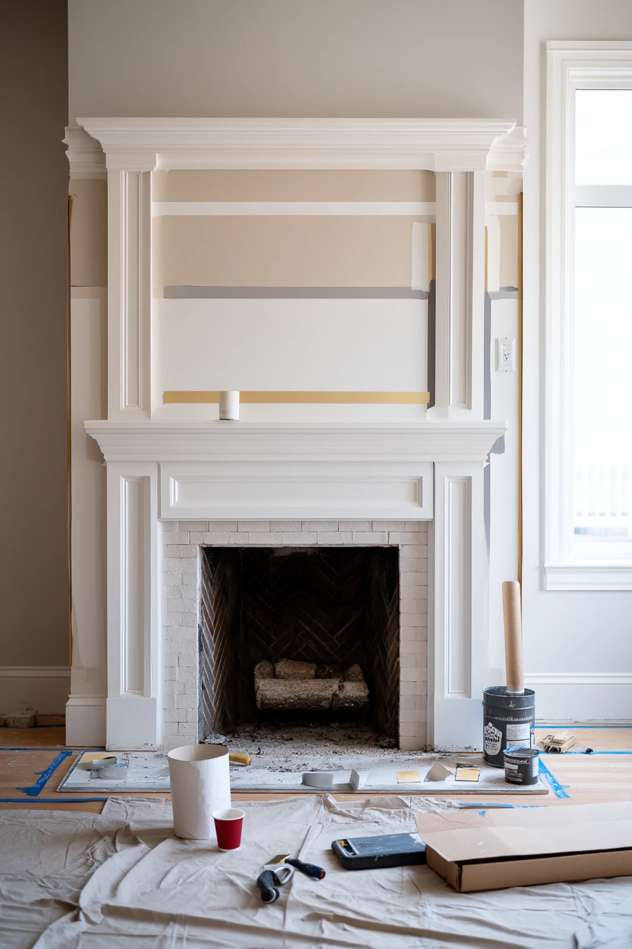 DIY Fireplace Wall Makeover In Progress