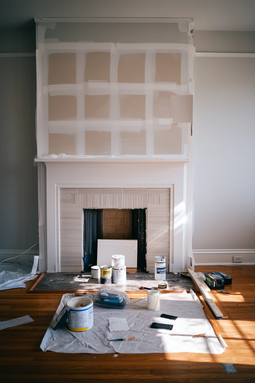 DIY Fireplace Wall Makeover In Progress