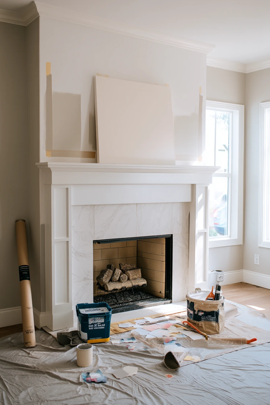DIY Fireplace Wall Makeover In Progress