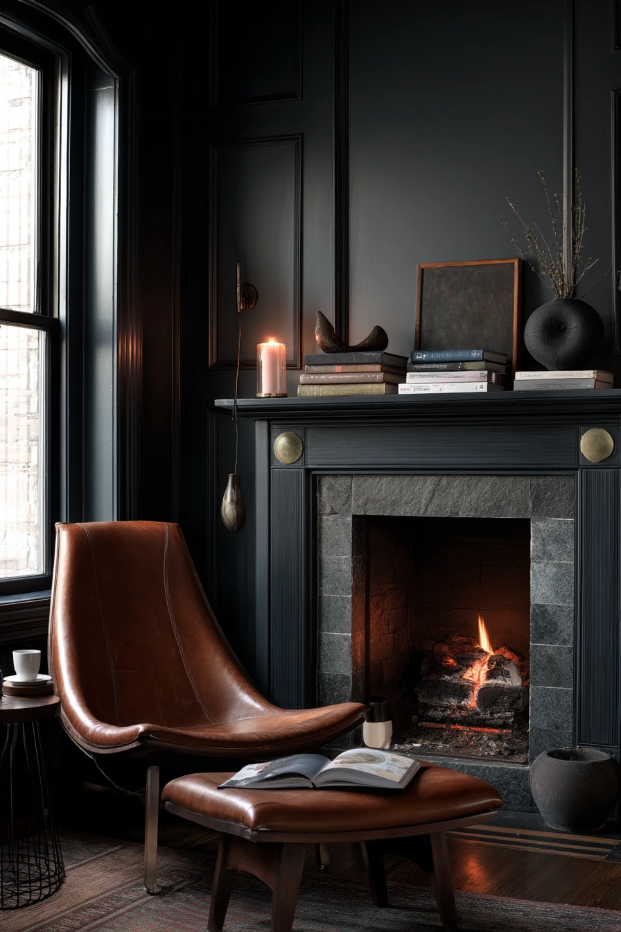 Moody Fireplace Wall For A Relaxed Evening