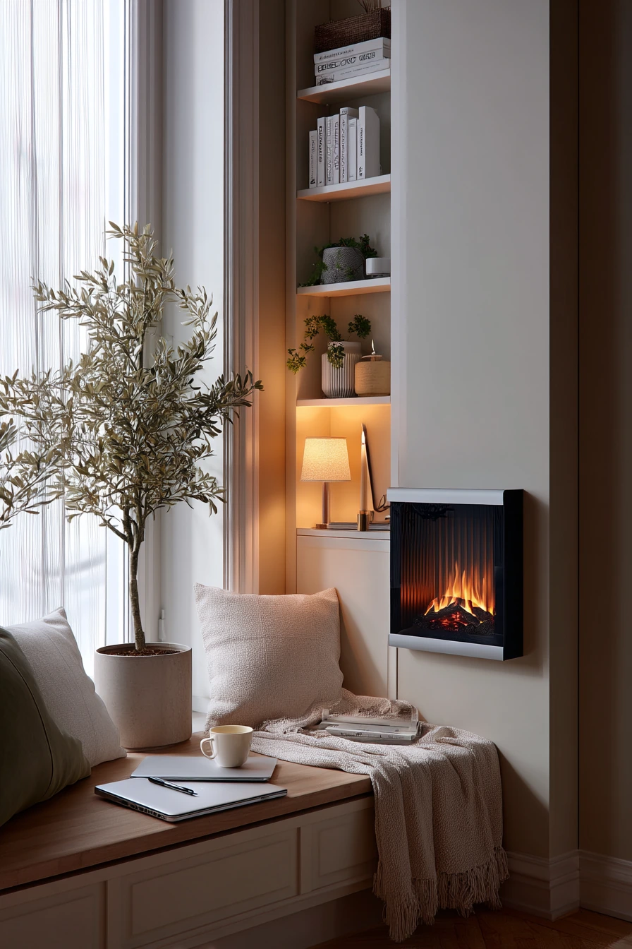 Small Apartment Fireplace Wall With Storage