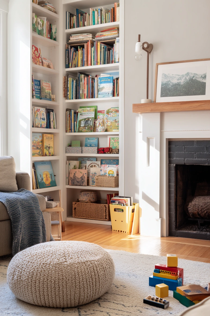 Small-Space Kids-and-Books Living Room
