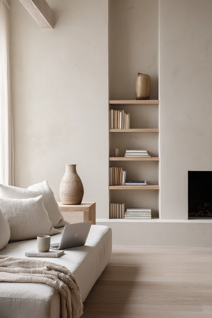 Scandinavian Minimal Fireplace Wall