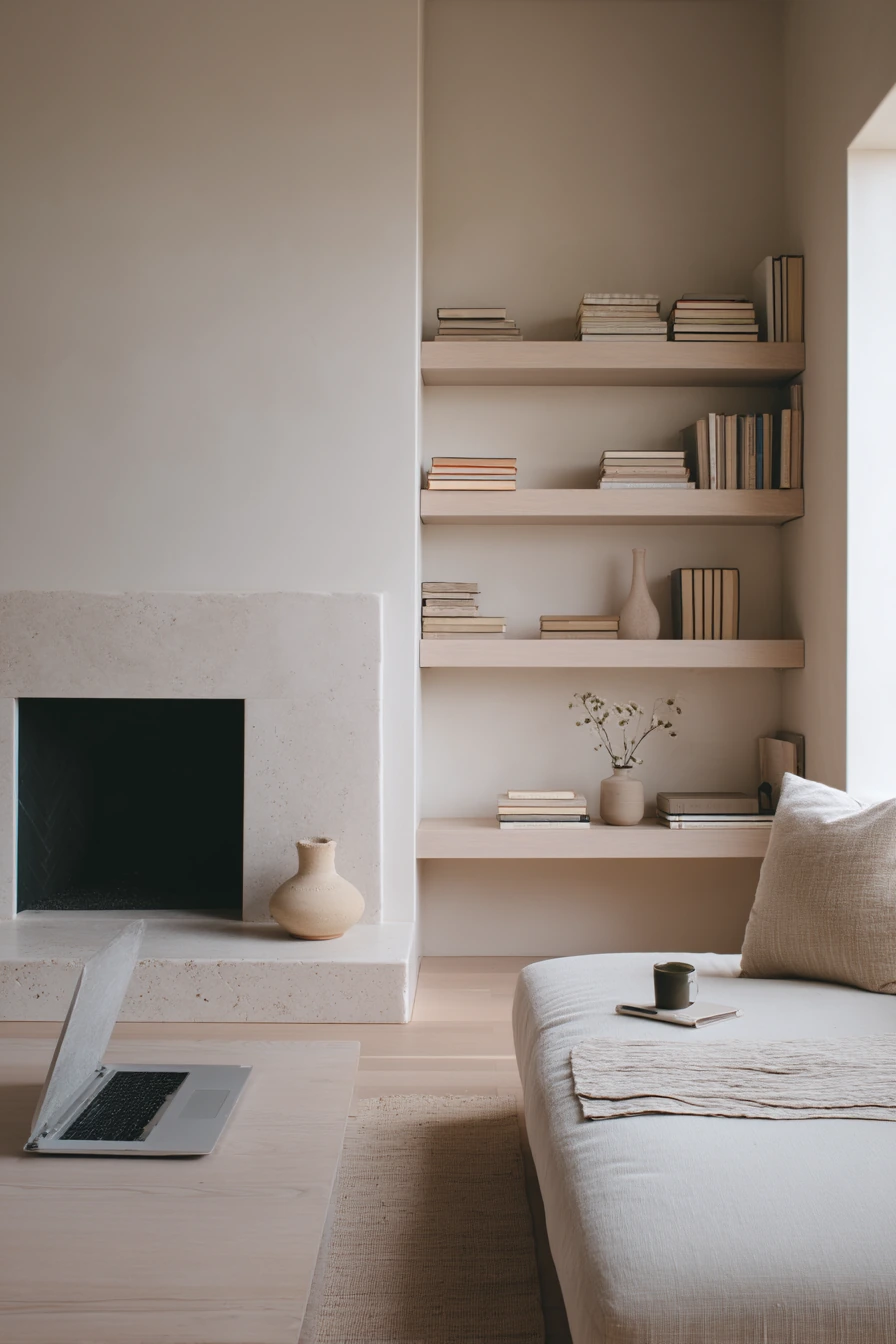 Scandinavian Minimal Fireplace Wall