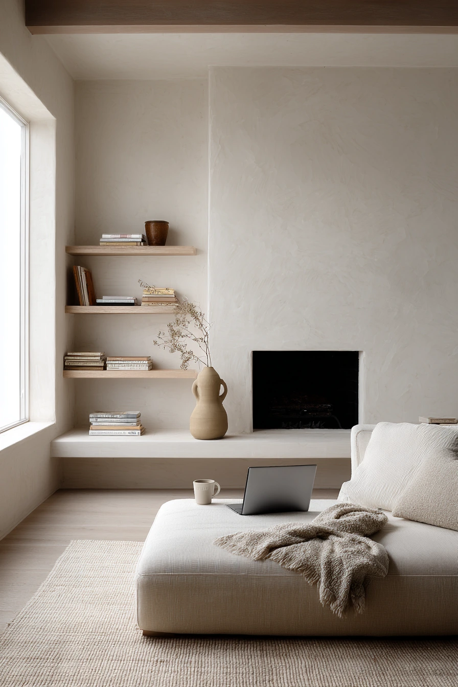 Scandinavian Minimal Fireplace Wall