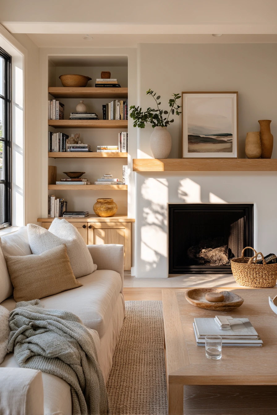 Family Living Room With Built-In Book Nooks