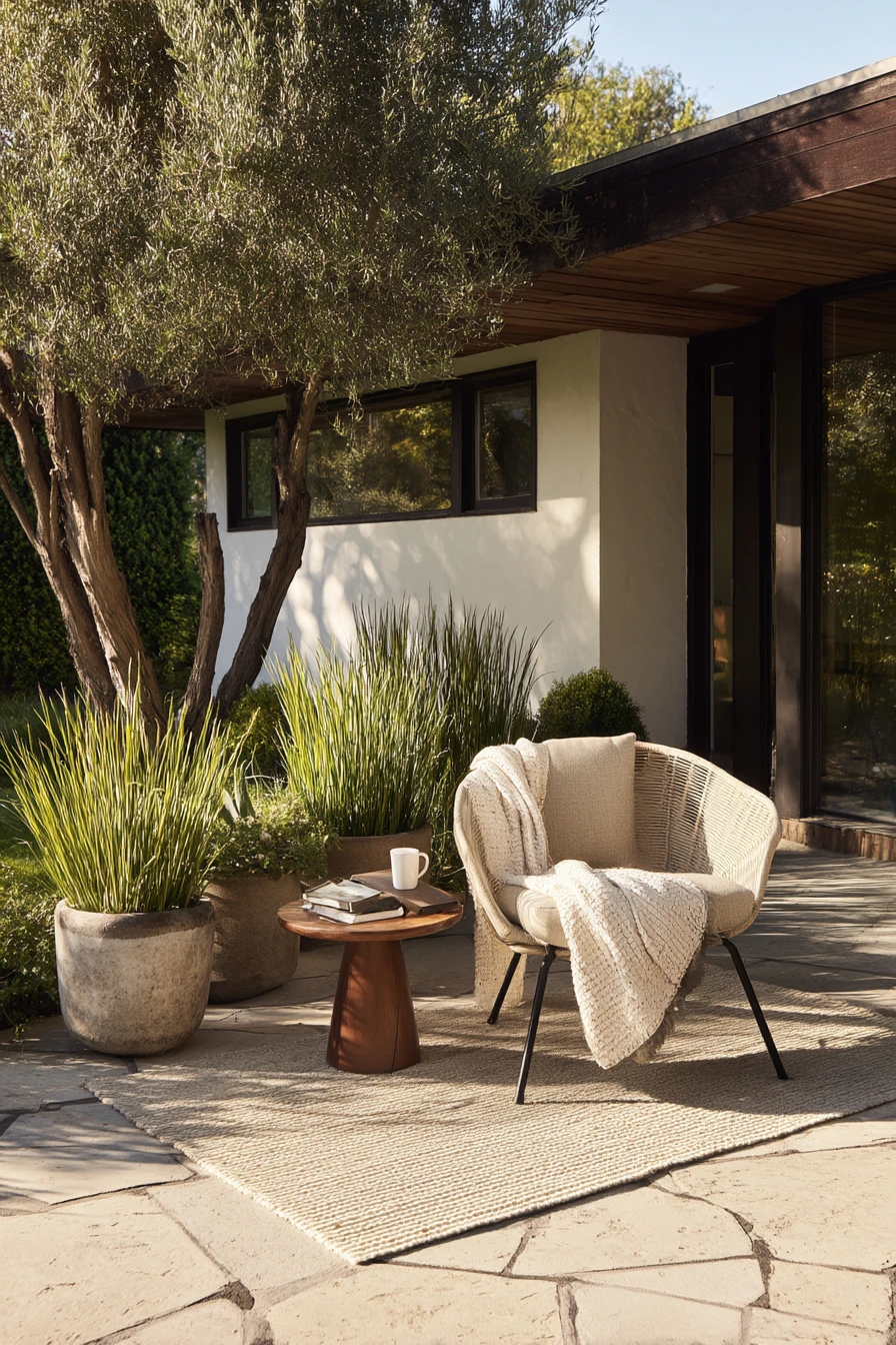 4. Minimal Flagstone Patio for Quiet Morning Coffee