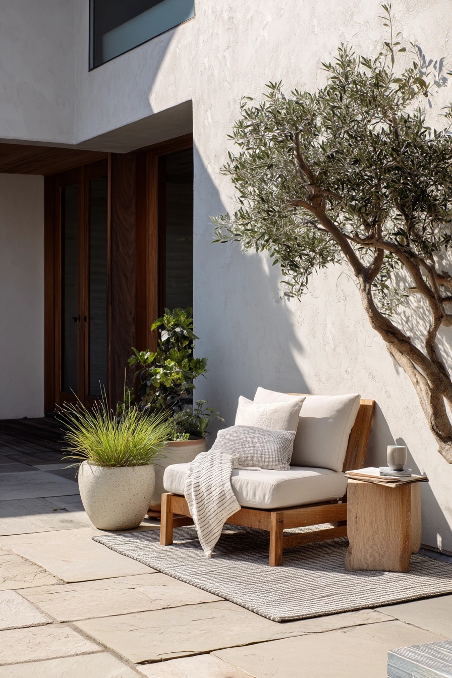 4. Minimal Flagstone Patio for Quiet Morning Coffee