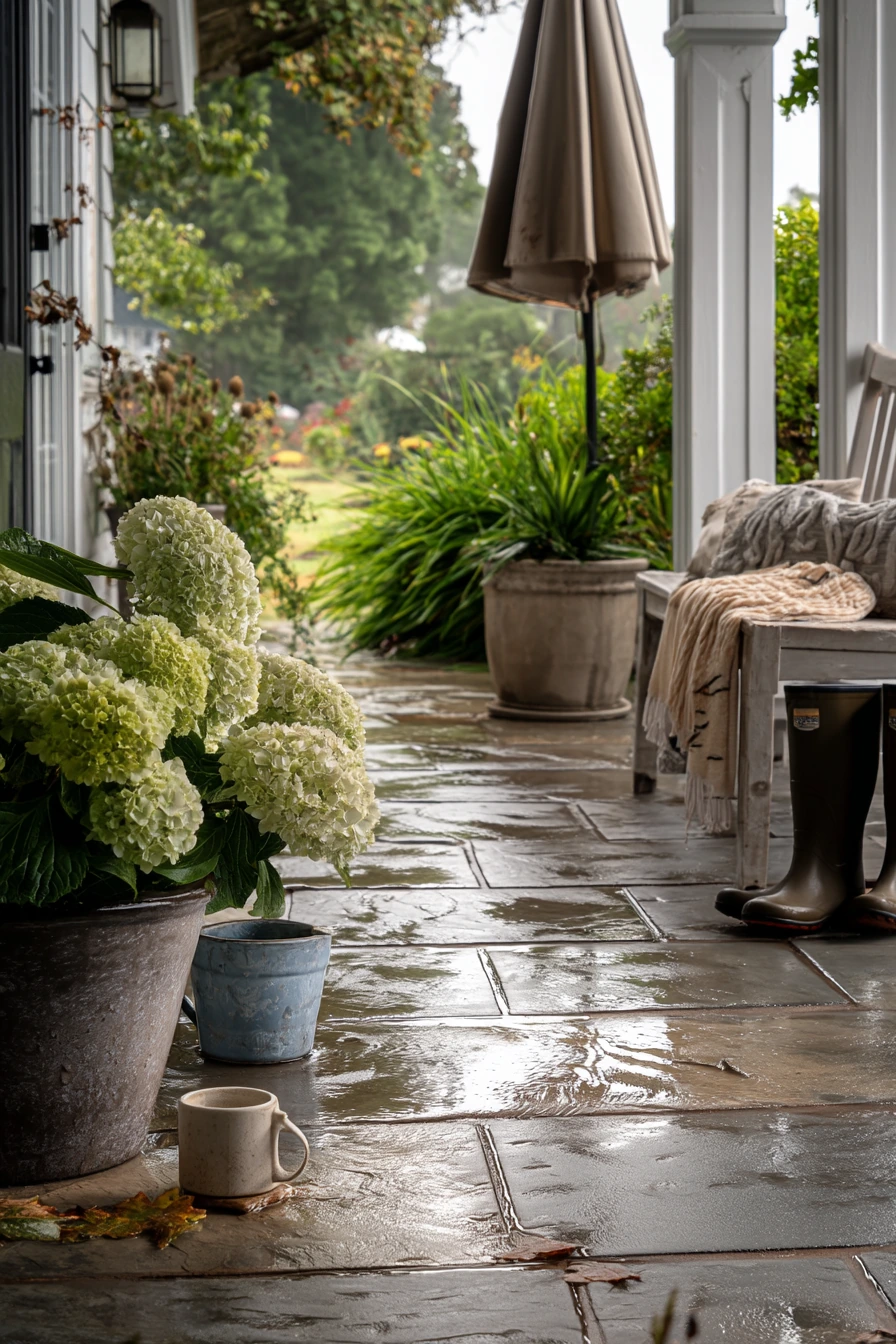 6. Rain-Soft Flagstone Patio After a Storm