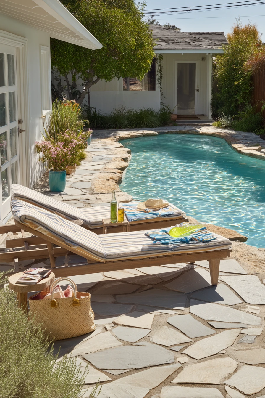 7. Poolside Flagstone Patio for Summer Living