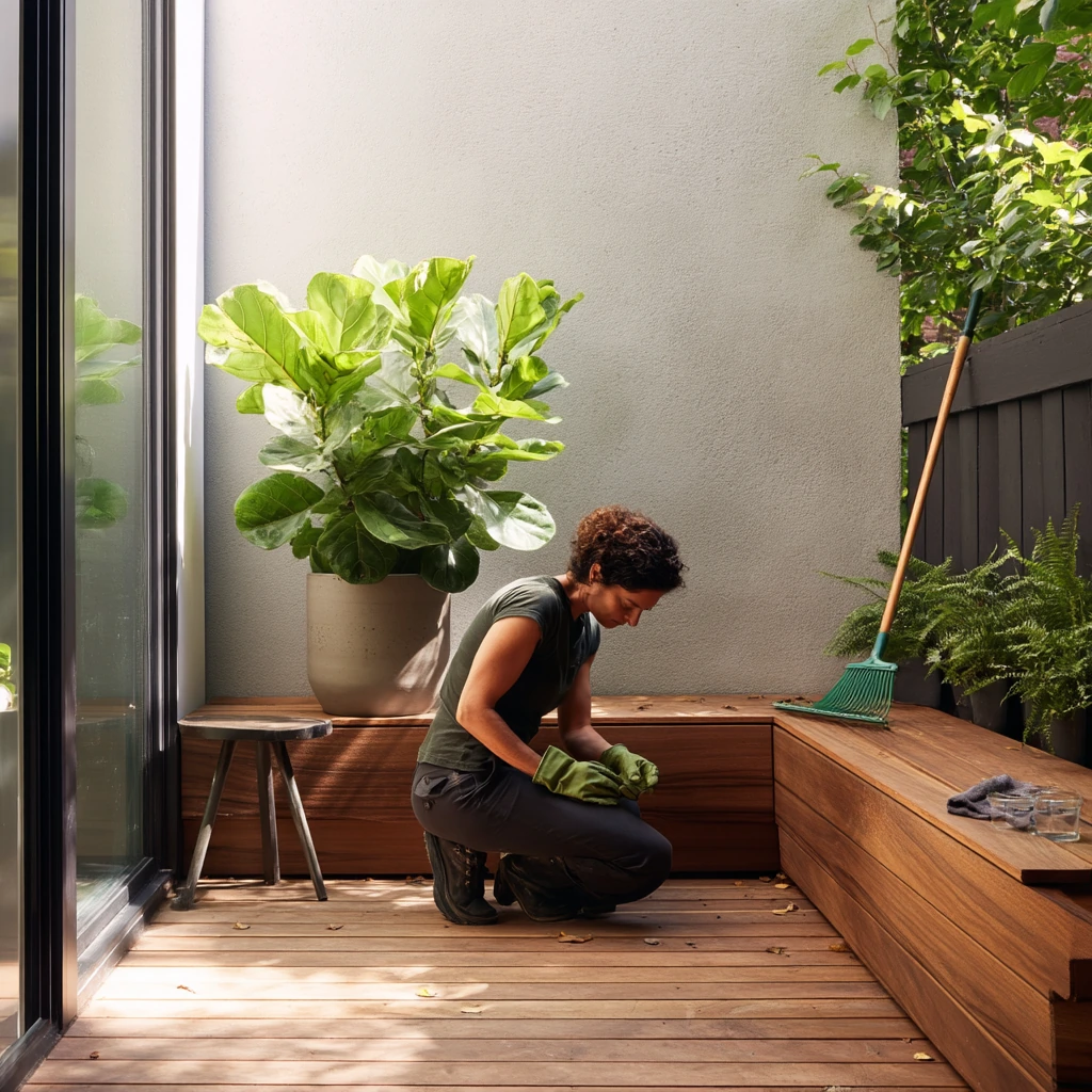 Minimal Courtyard Deck With Planters