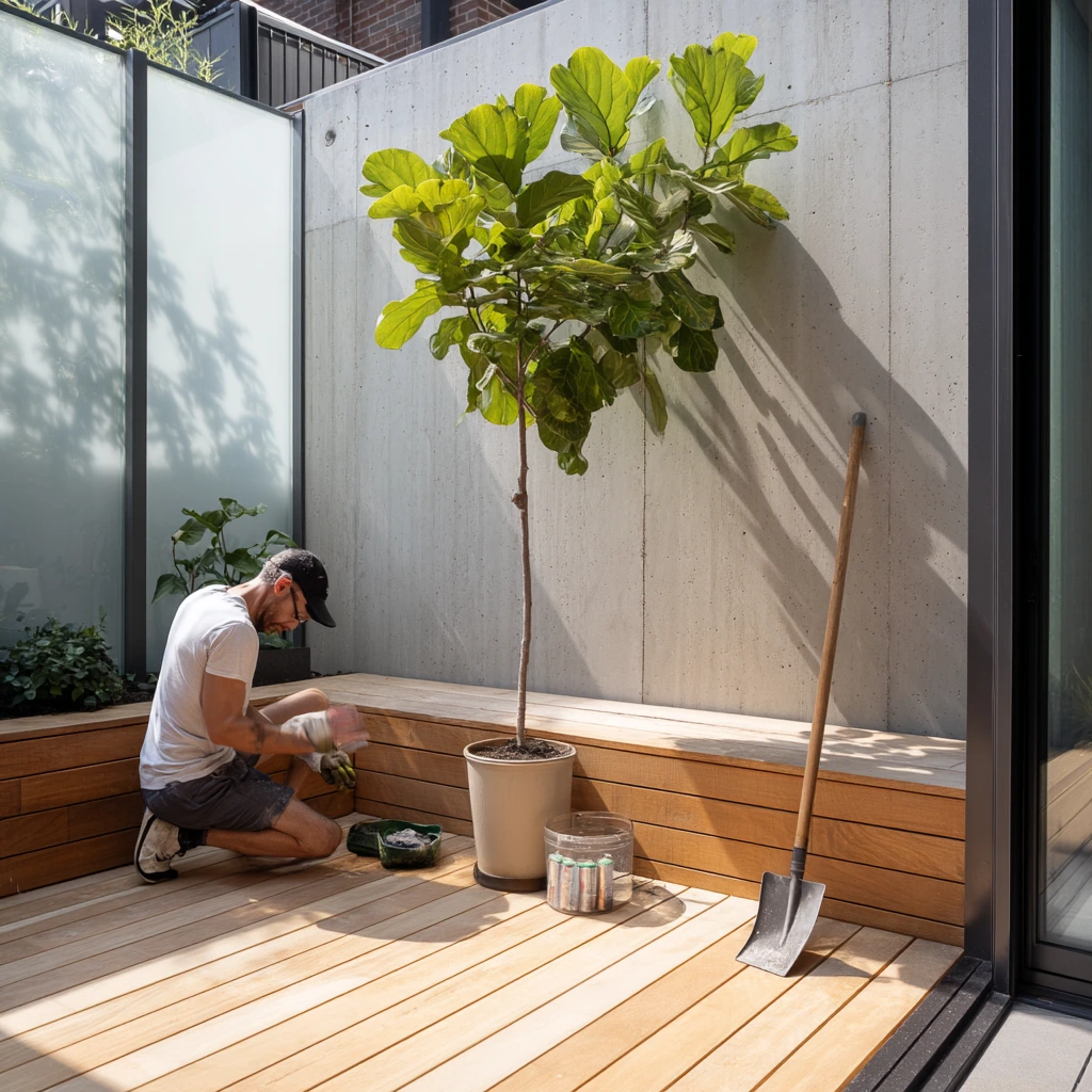 Minimal Courtyard Deck With Planters