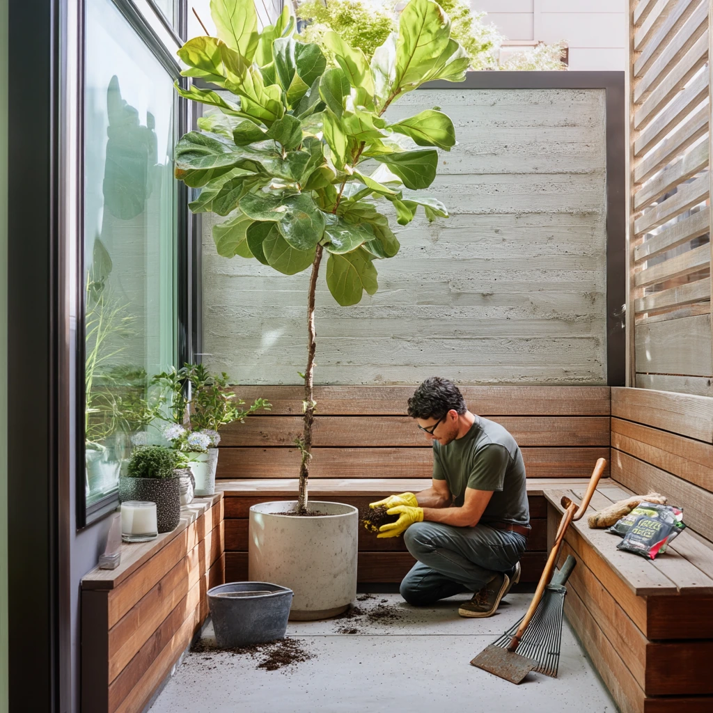 Minimal Courtyard Deck With Planters