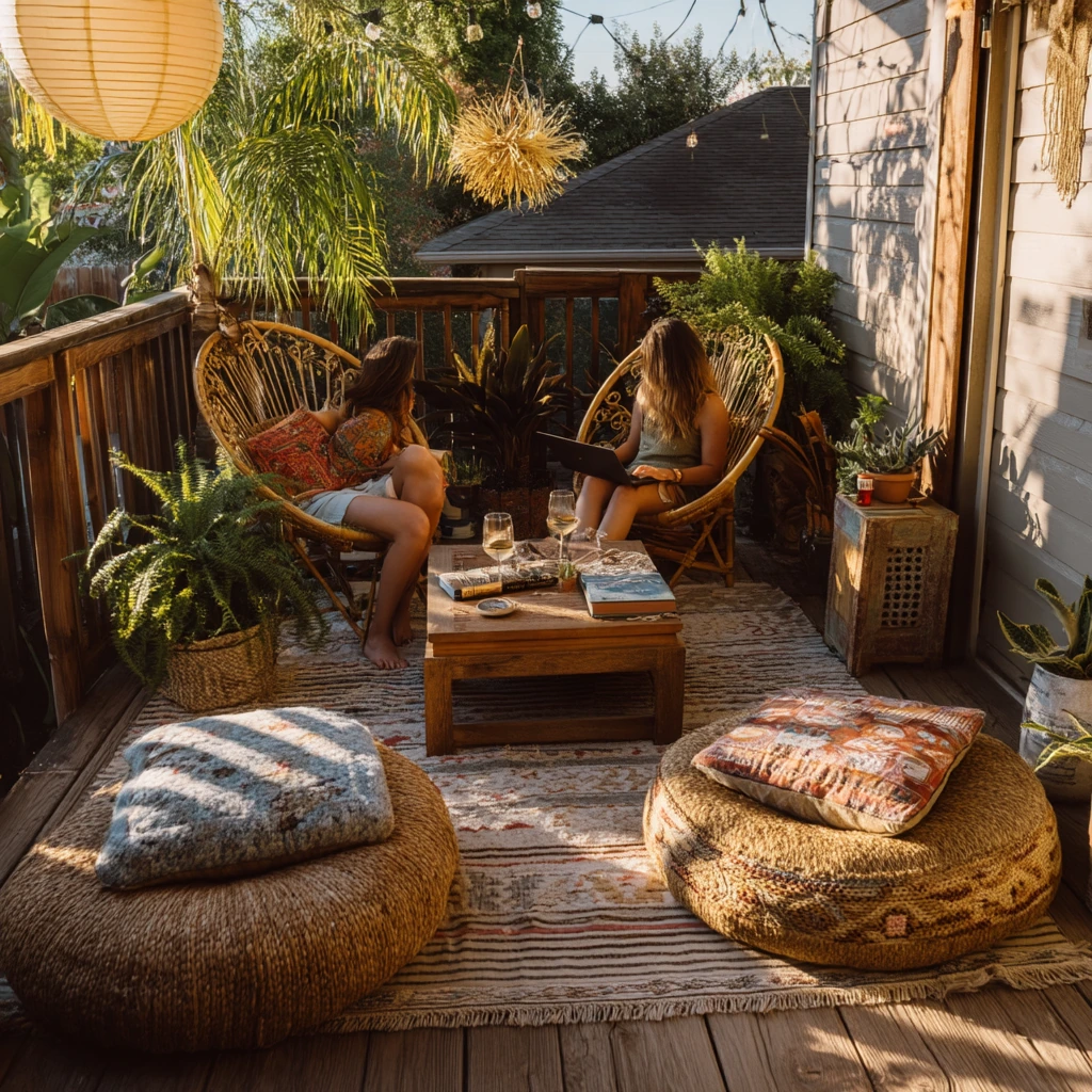 Boho Evening Deck for a Young Renters' Home