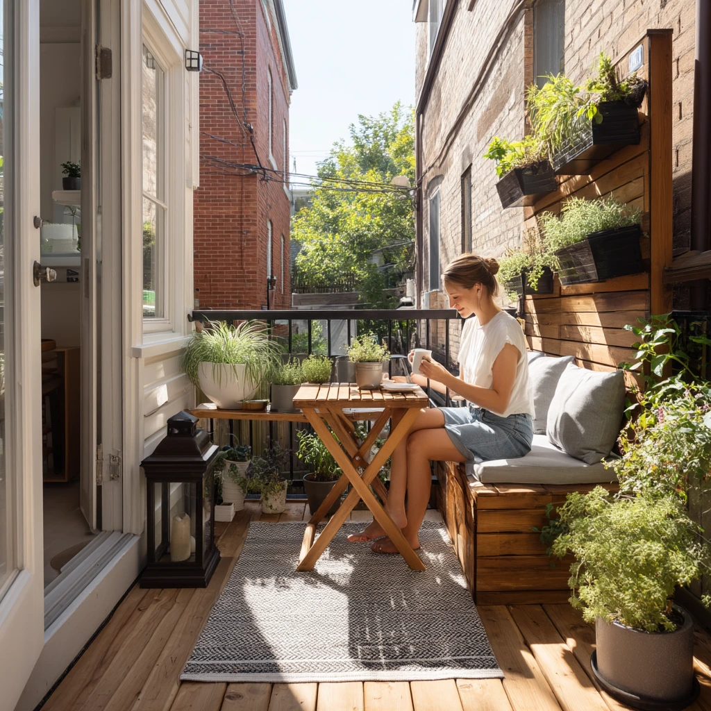 Small Urban Deck Off a Kitchen Door