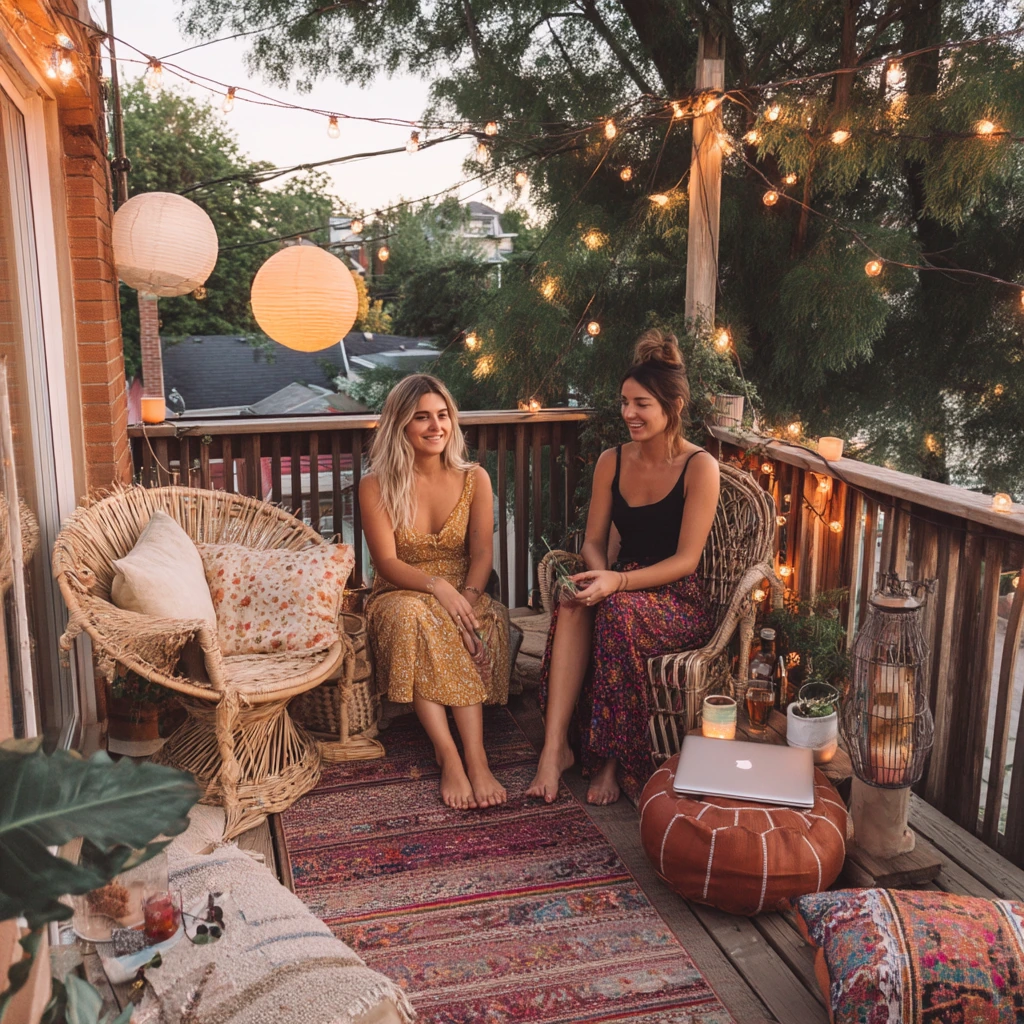 Boho Evening Deck for a Young Renters' Home