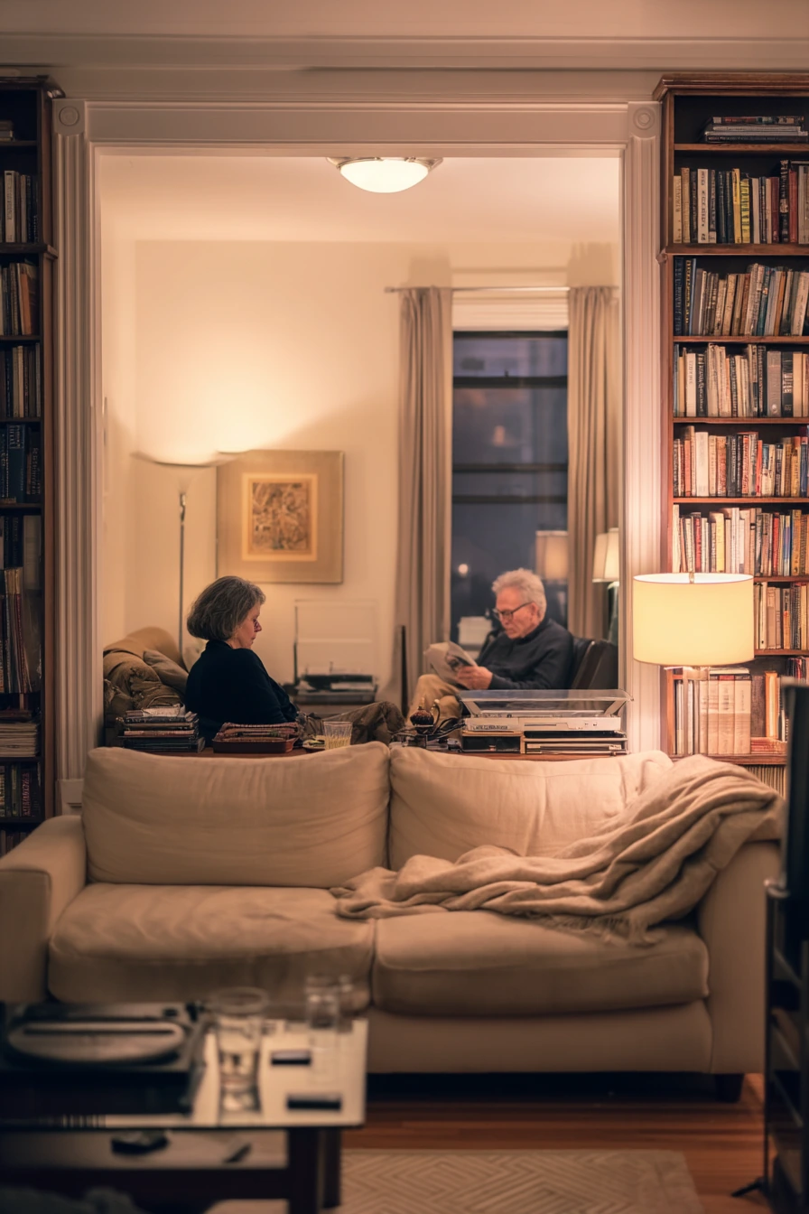 Minimal Living Room Library Wall