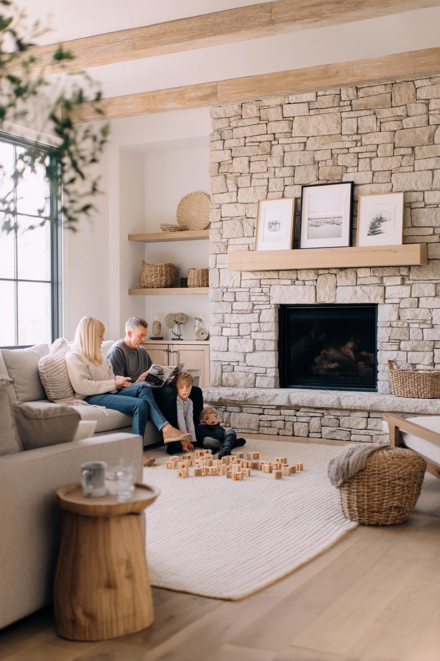 floor to ceiling stone fireplace ideas