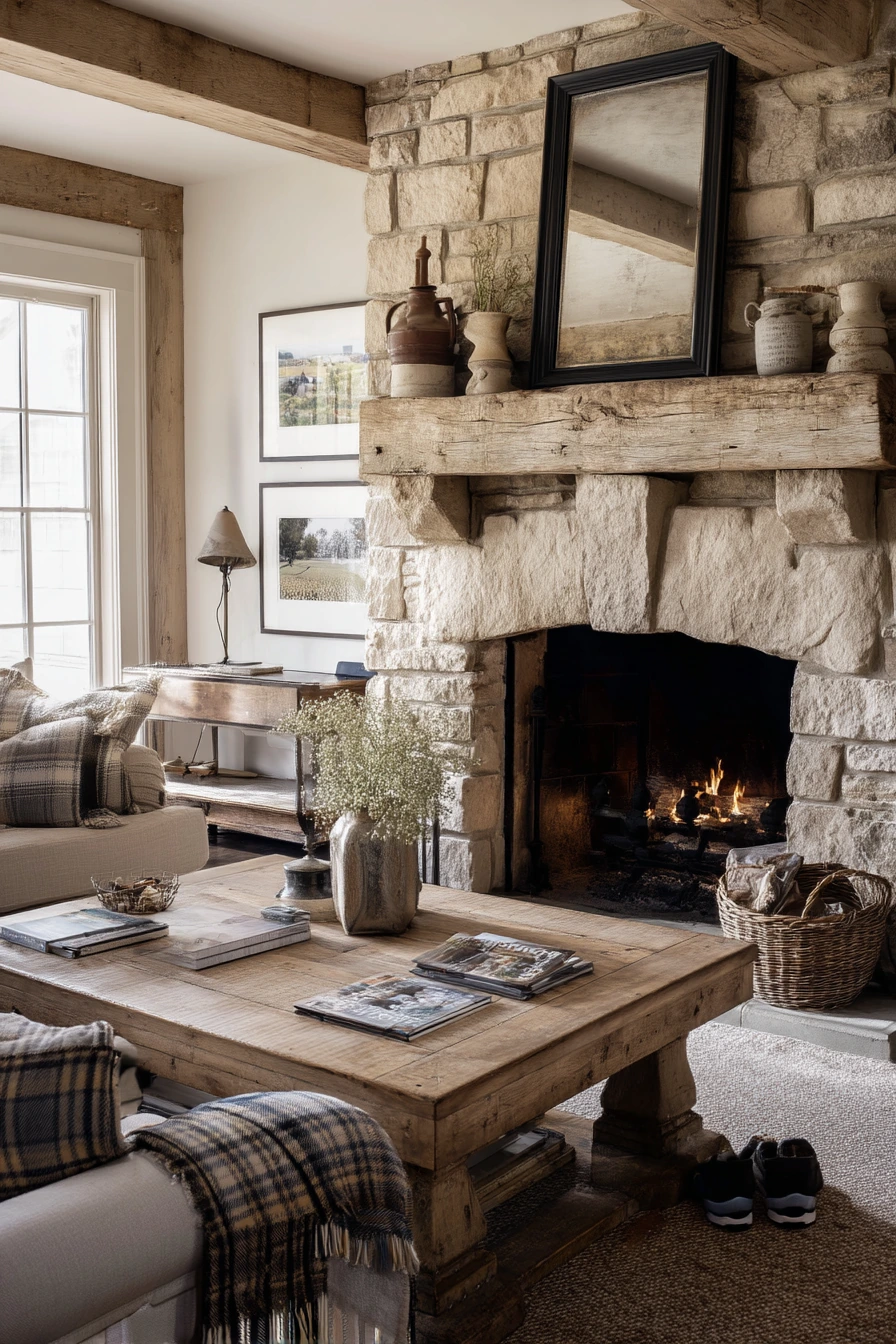 Farmhouse Fireplace with Everyday Decor