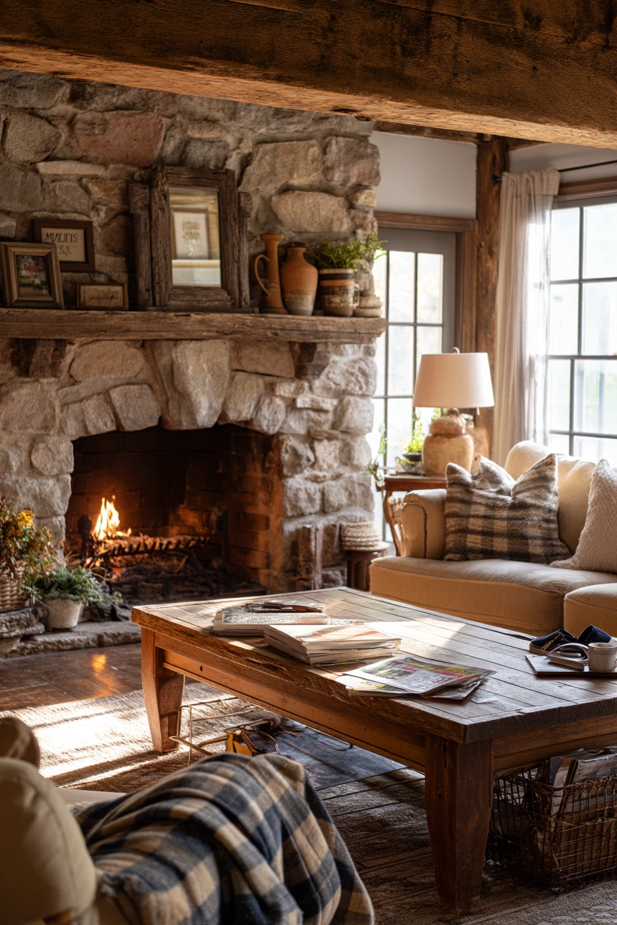 Farmhouse Fireplace with Everyday Decor