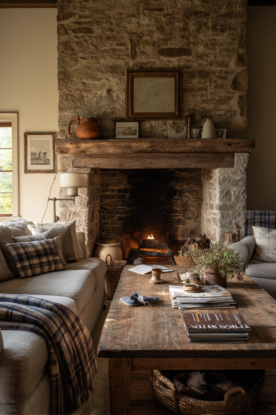 Farmhouse Fireplace with Everyday Decor