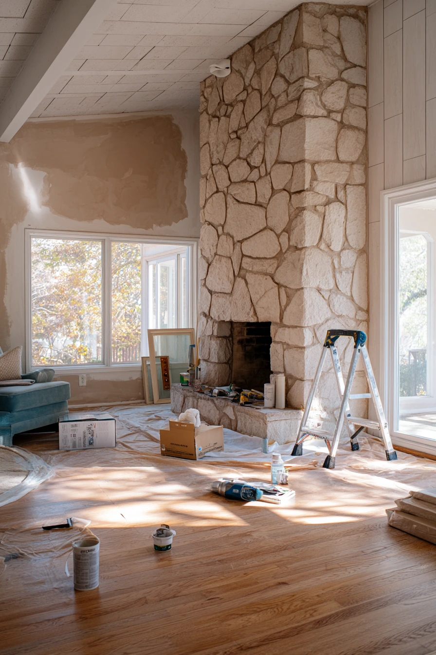 Renovation Reveal with a New Stone Fireplace