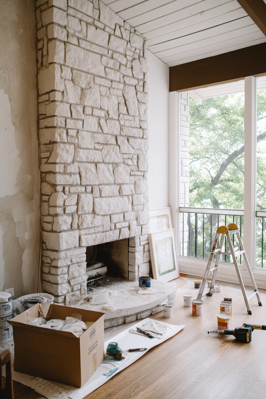 Renovation Reveal with a New Stone Fireplace