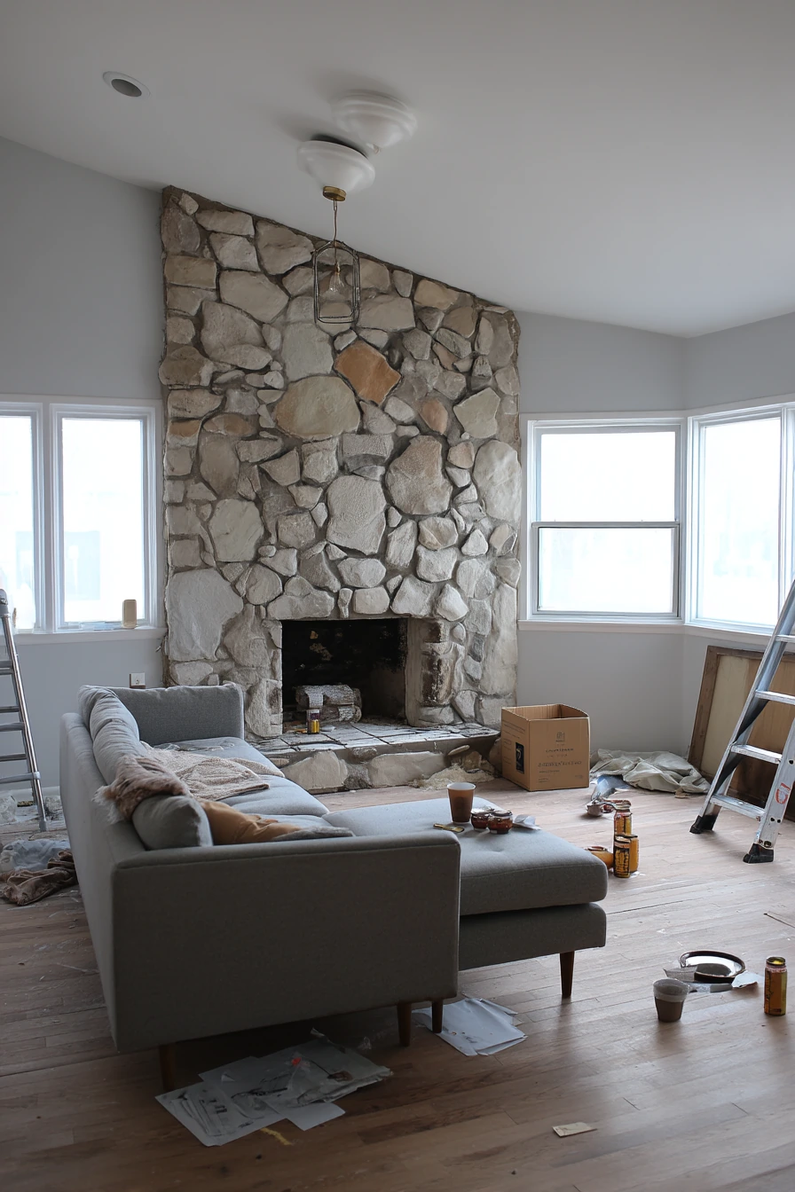 Renovation Reveal with a New Stone Fireplace