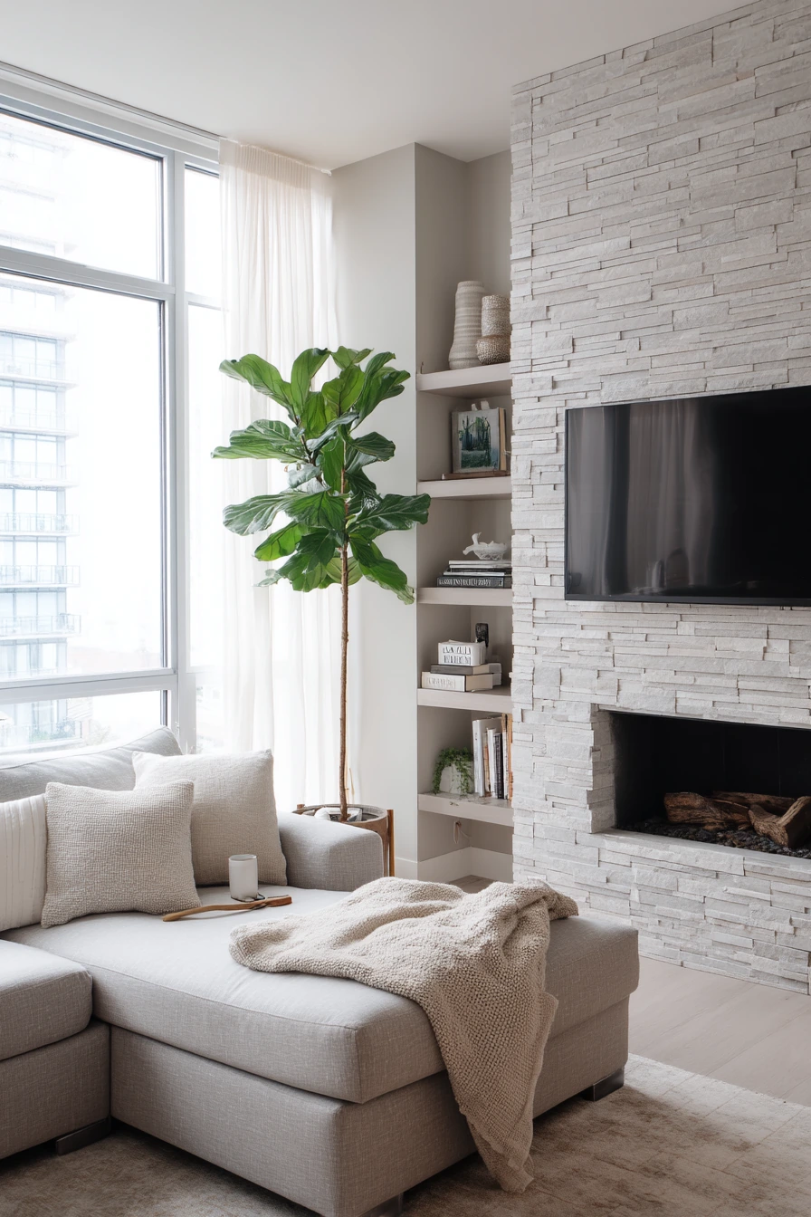 Compact Townhouse Fireplace Wall