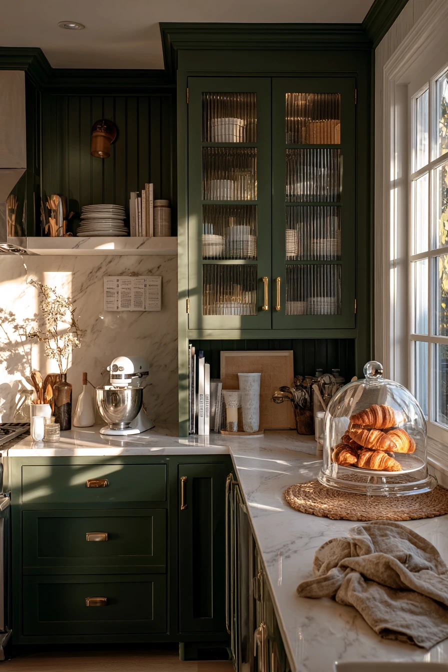 Baker’s Corner with Forest Green Cabinets