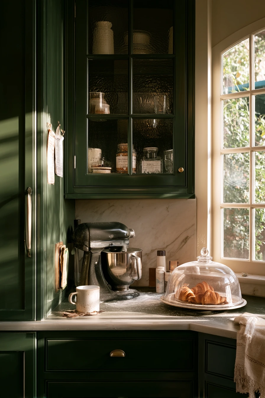 Baker’s Corner with Forest Green Cabinets