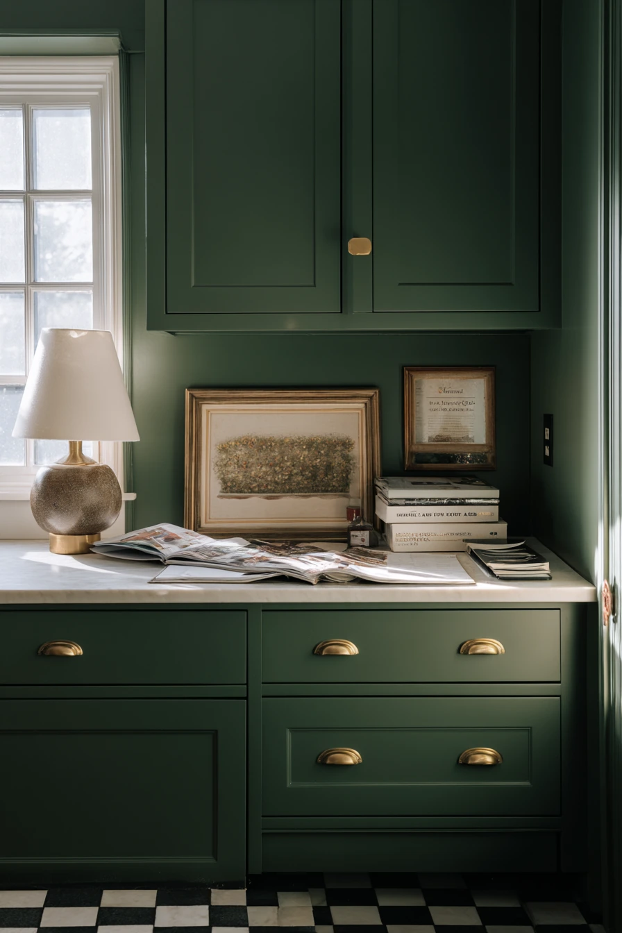 Forest Green Kitchen with Vintage Layers