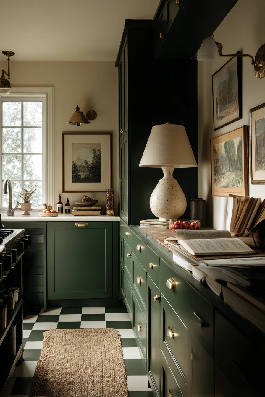 Forest Green Kitchen with Vintage Layers