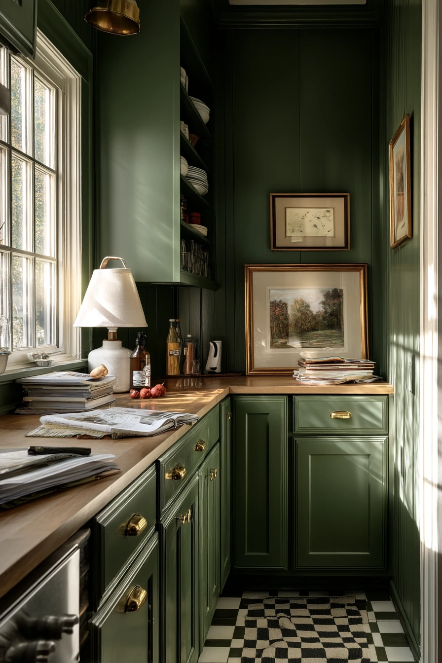 Forest Green Kitchen with Vintage Layers