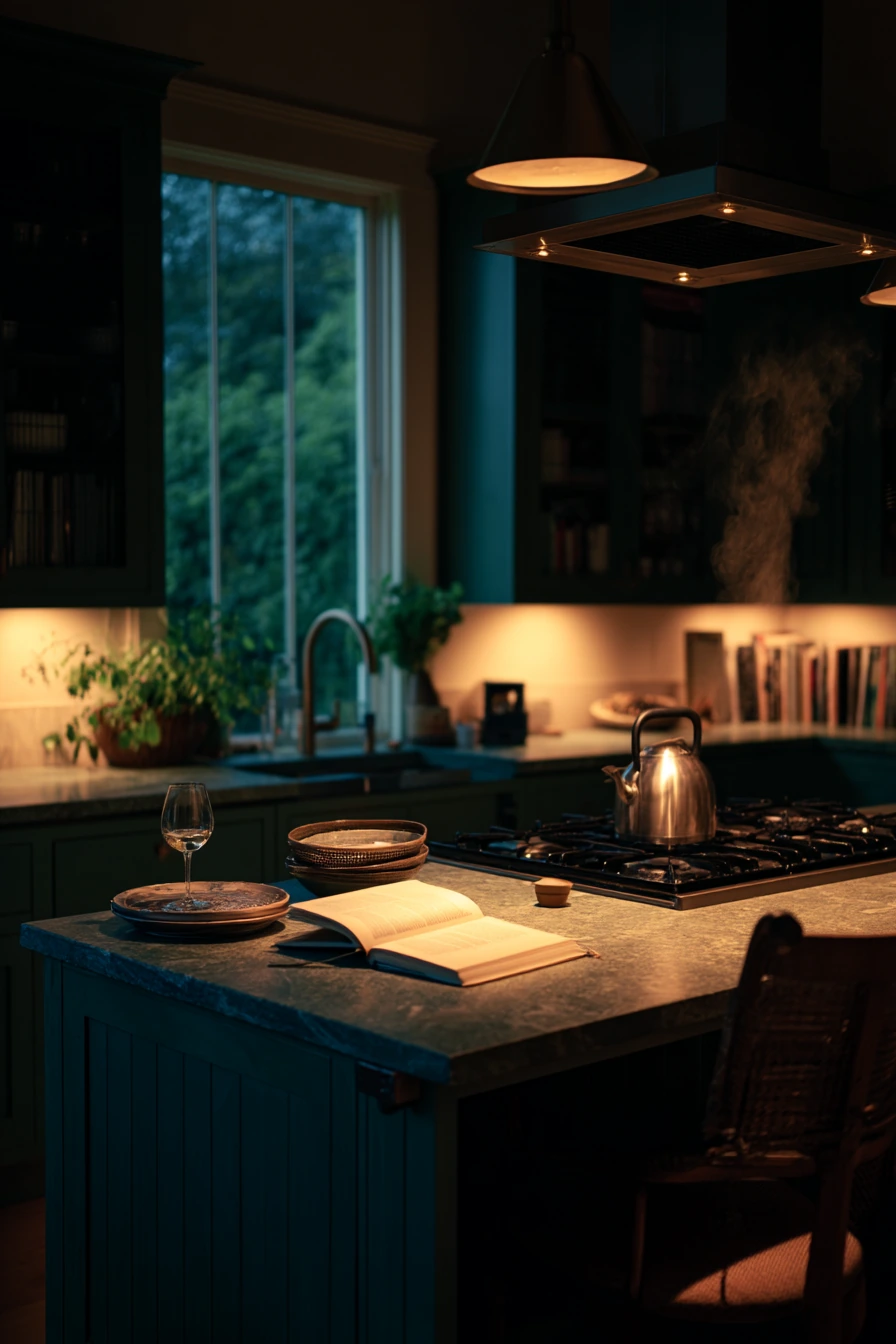 Moody Evening Forest Green Kitchen