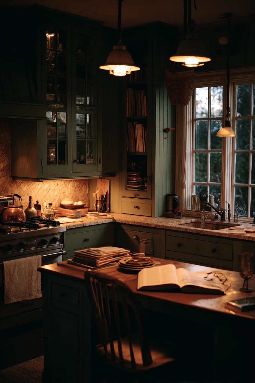 Moody Evening Forest Green Kitchen